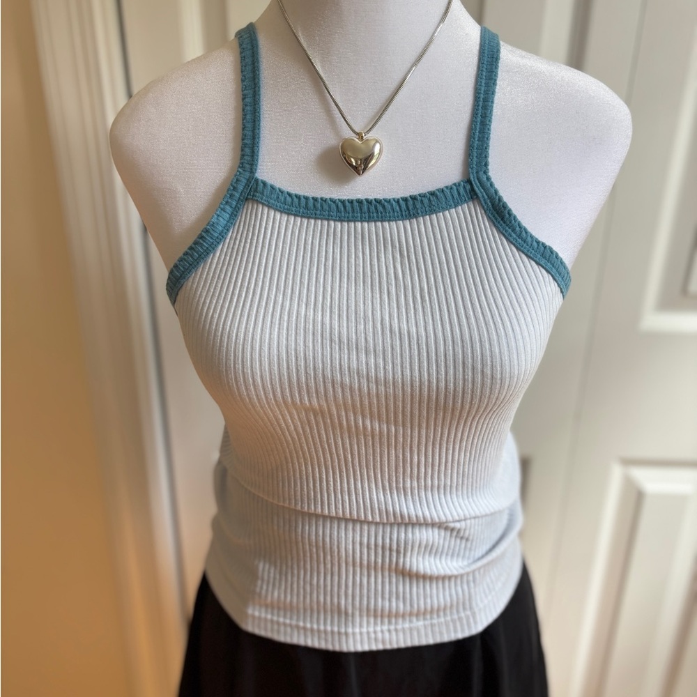 Wild Fable Ribbed Tank Top with Teal Accents